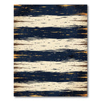 Midnight Blue and Cream Brushstroke Stripe Rug