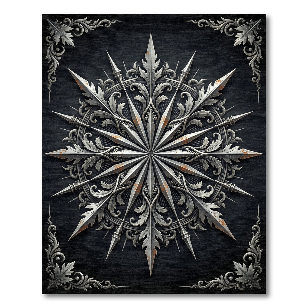 Silver Iron Gothic Star Medallion Rug