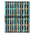 Distressed Turquoise and Brown Vertical Fence Rug