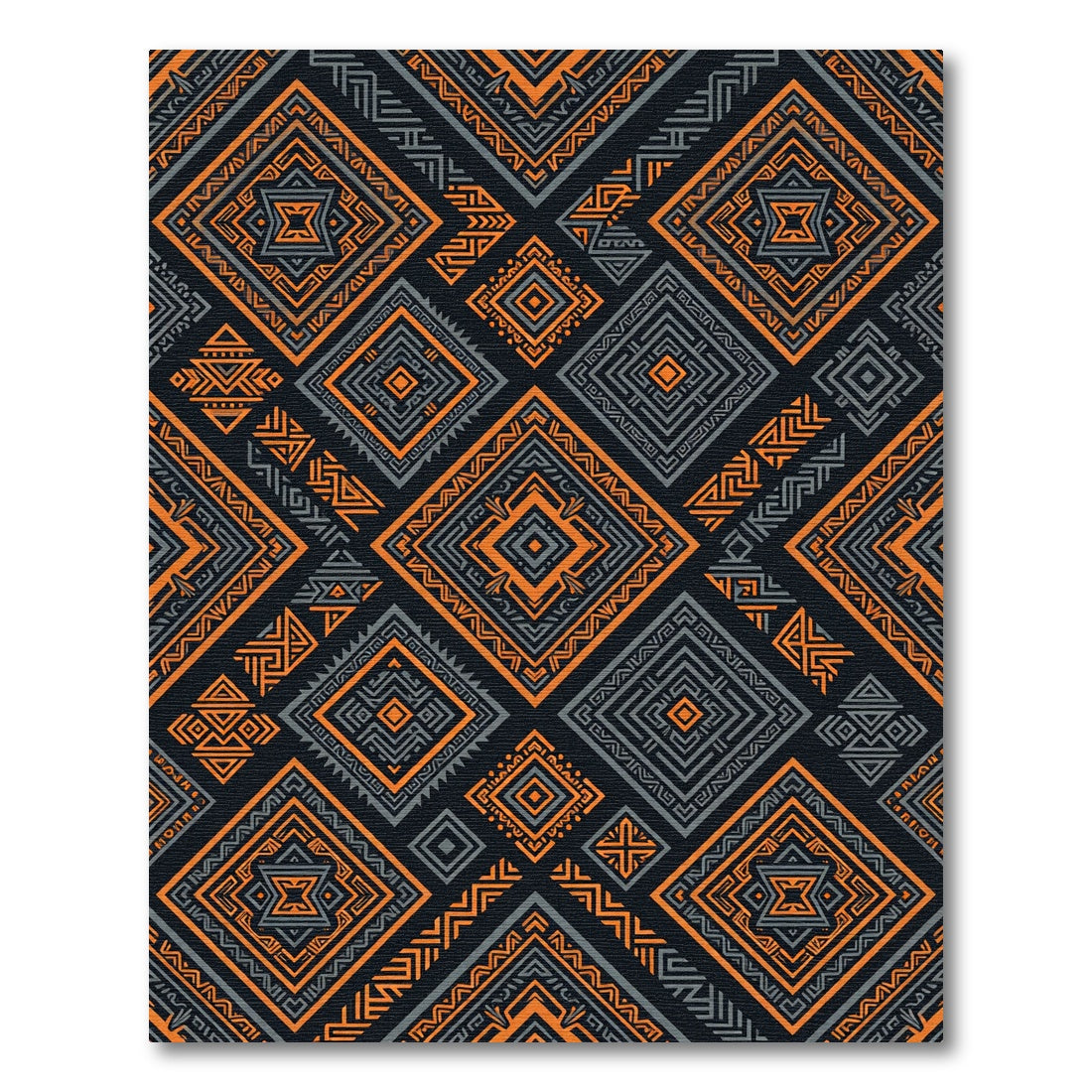 Orange Gray Geometric Diamond Pattern Rug