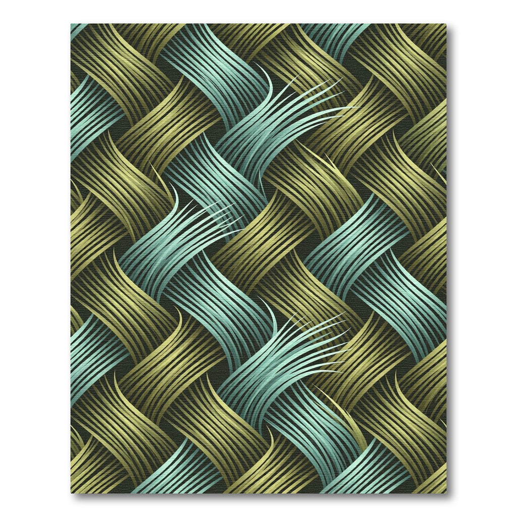 Woven Teal Gold Intersecting Curves Rug