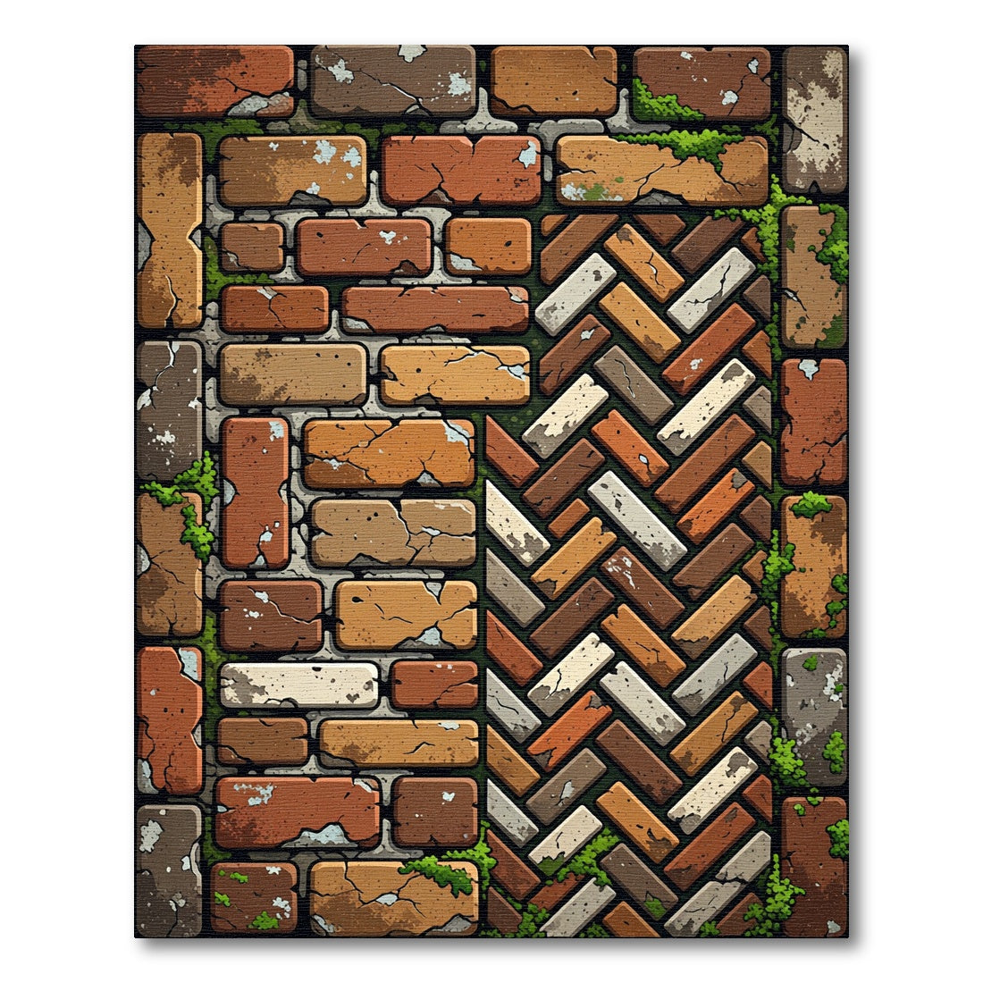 Rustic Earthy Brick Herringbone Composite Rug