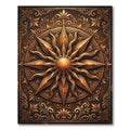 Ornate Bronze Sunburst Celestial Medallion Rug