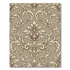 Elegant Taupe Damask Scroll Floral Rug