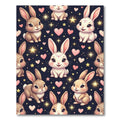 Cute Bunny Rabbit Starry Heart Sky Rug