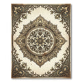 Vintage Sepia Floral Medallion Scroll Rug