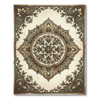 Vintage Sepia Floral Medallion Scroll Rug