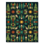 Green Forest Sun Feather Arrow Rug