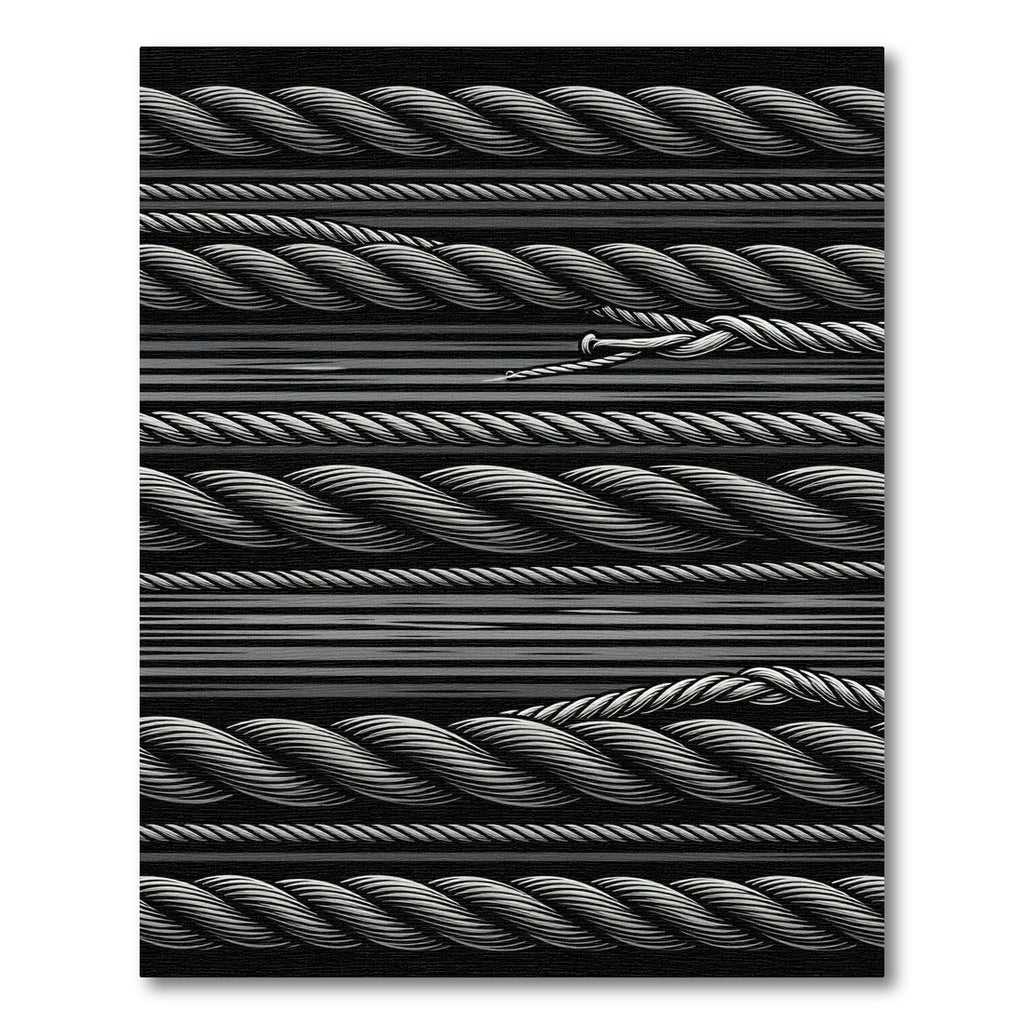 Monochrome Twisted Rope Lines Rug