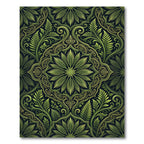 Green Fern Medallion Ornate Rug