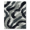 Monochrome Abstract Charcoal Swirl Art Rug