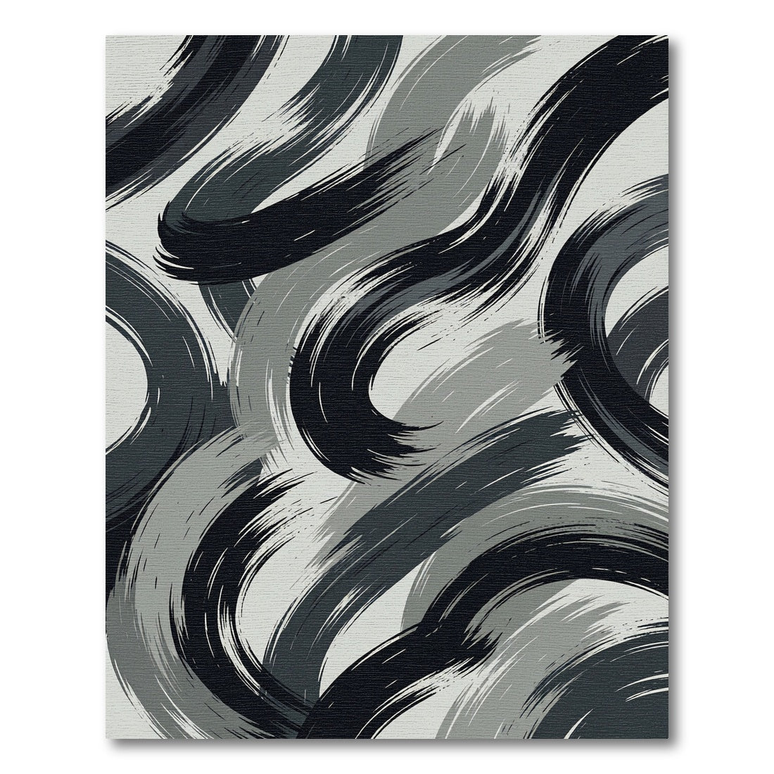 Monochrome Abstract Charcoal Swirl Art Rug
