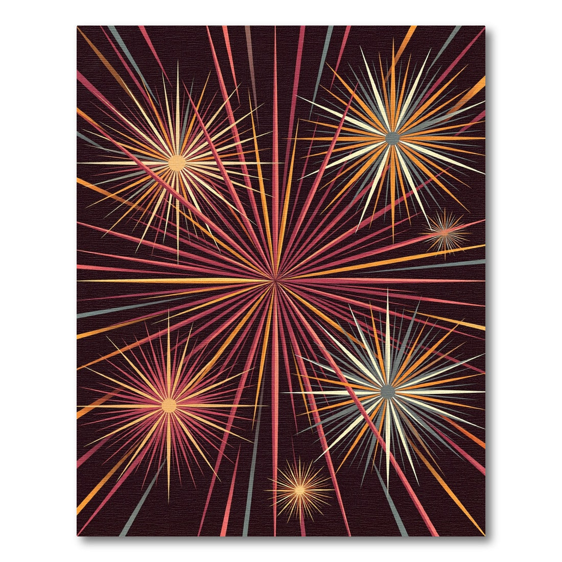 Explosion Starburst Crimson Gold Yellow Rug