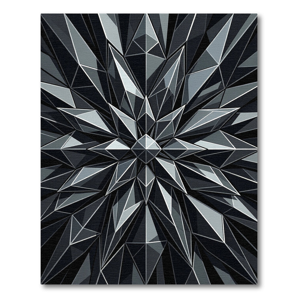 Dark Silver Geometric Facet Sculpture Rug