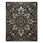 Elegant Gold Damask Scroll Black Tapestry Rug