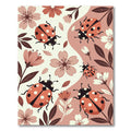 Whimsical Ladybug Floral Earthy Tone Rug