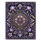 Elegant Purple Iris Floral Medallion Rug