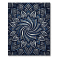 Midnight Blue Silver Floral Swirl Rug