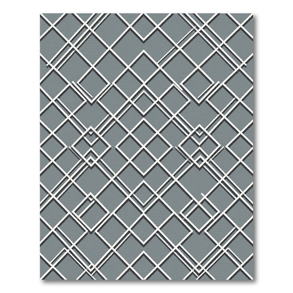 Sophisticated Charcoal Gray Interlocking Diamond Grid Rug