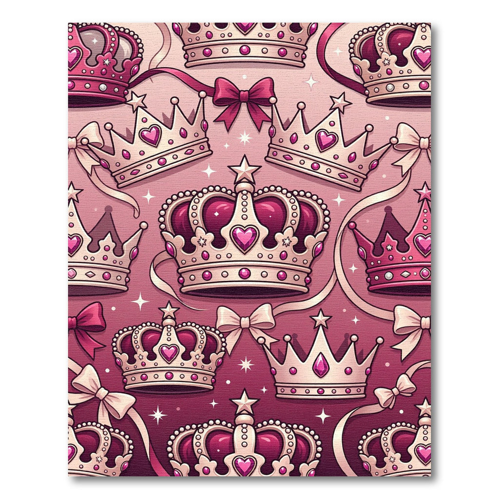 Pink Royal Crowns with Ribbon and Bows Rug