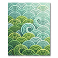 Green Aqua Layered Wave Composition Rug