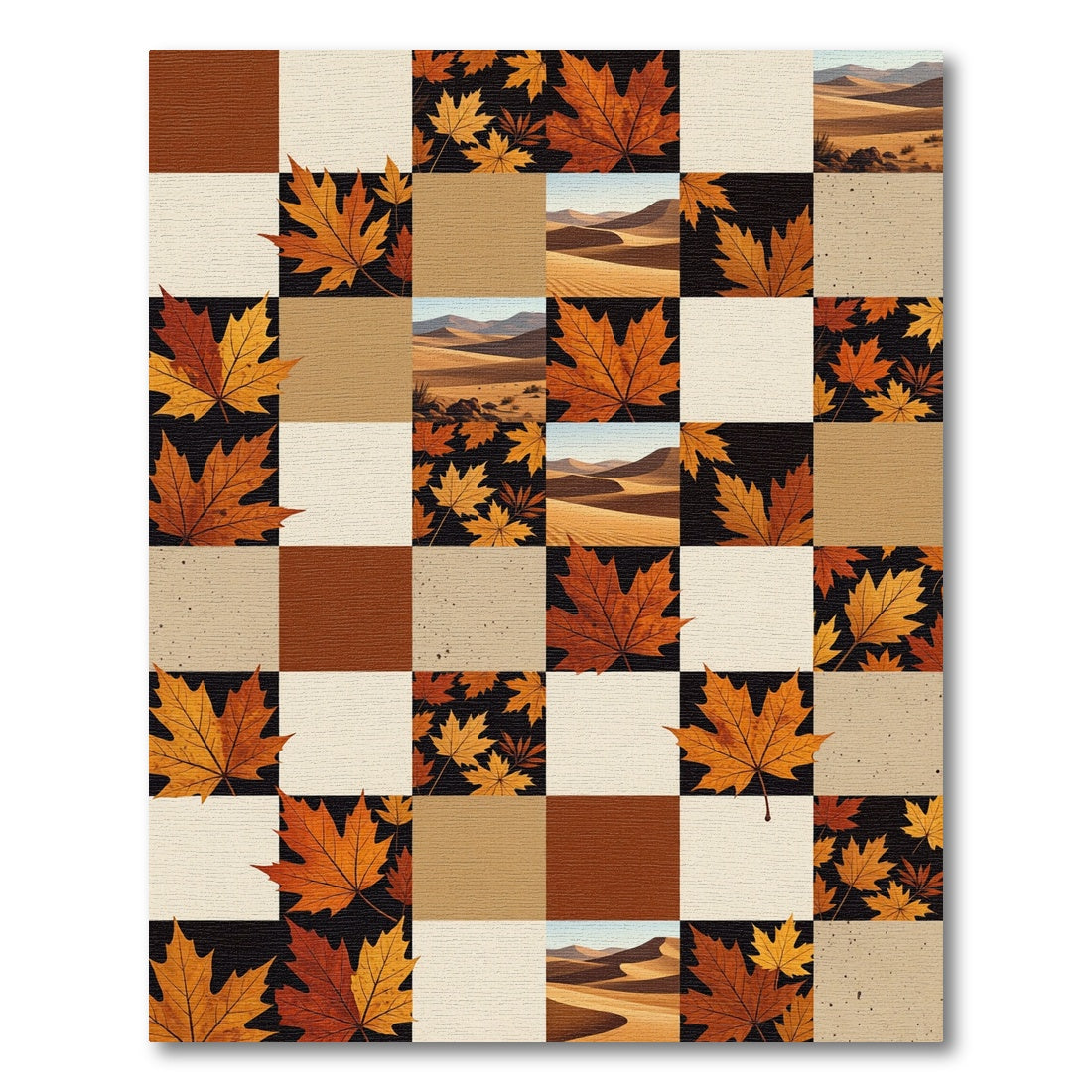 Autumn Leaves Desert Dunes Patchwork Rug