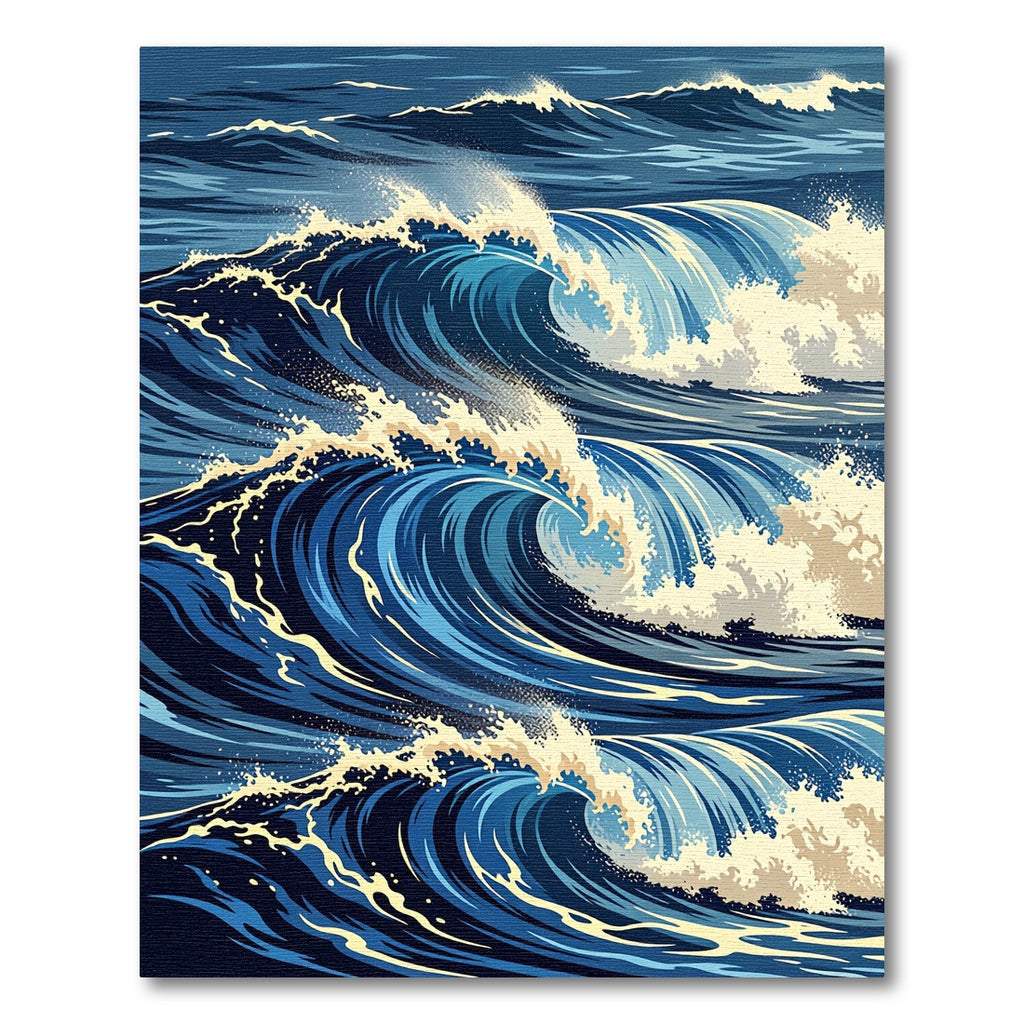Dynamic Navy Blue Rolling Ocean Surge Rug