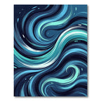 Deep Blue Swirling Abstract Waves Rug