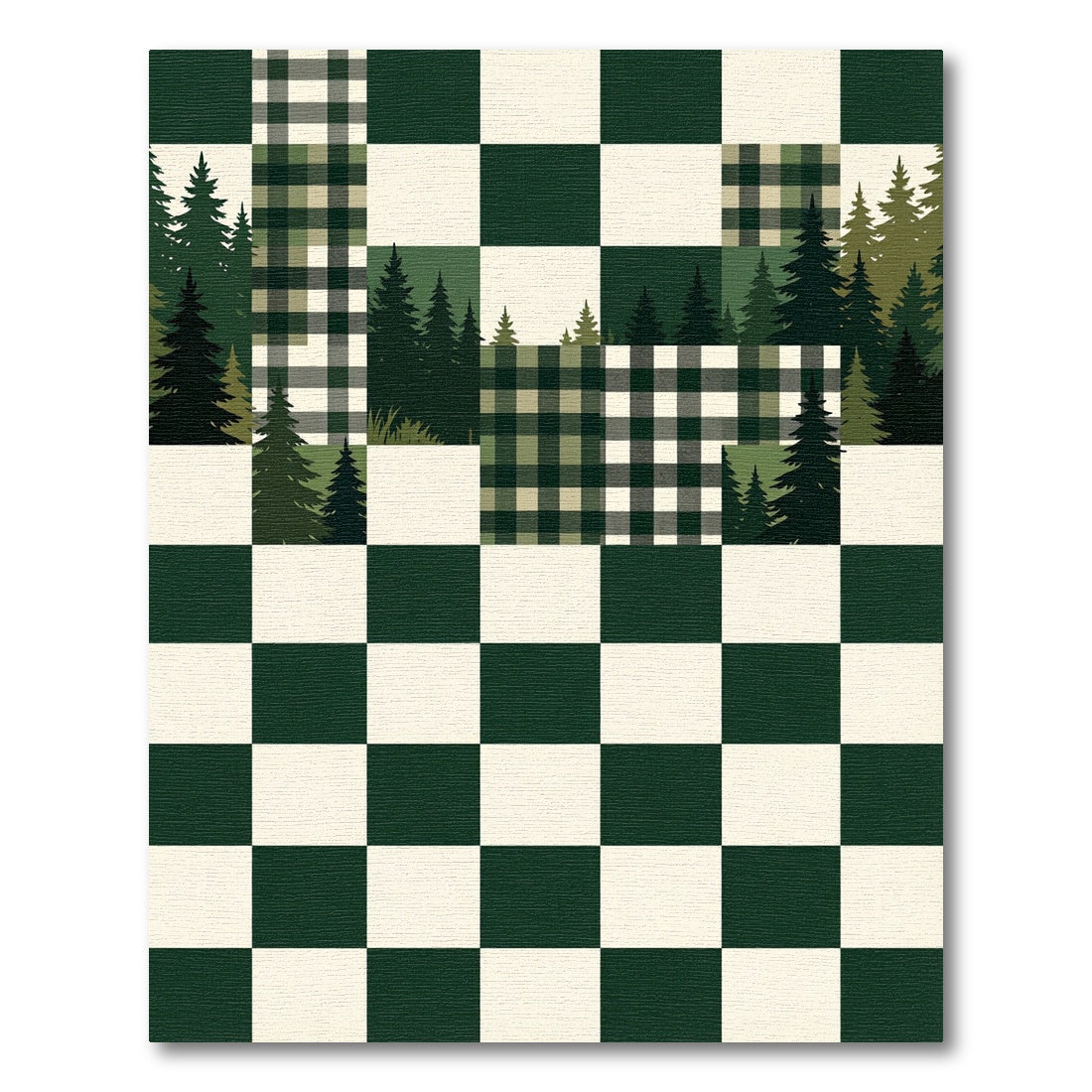 Forest Pine Plaid Checkered Farmhouse Rug