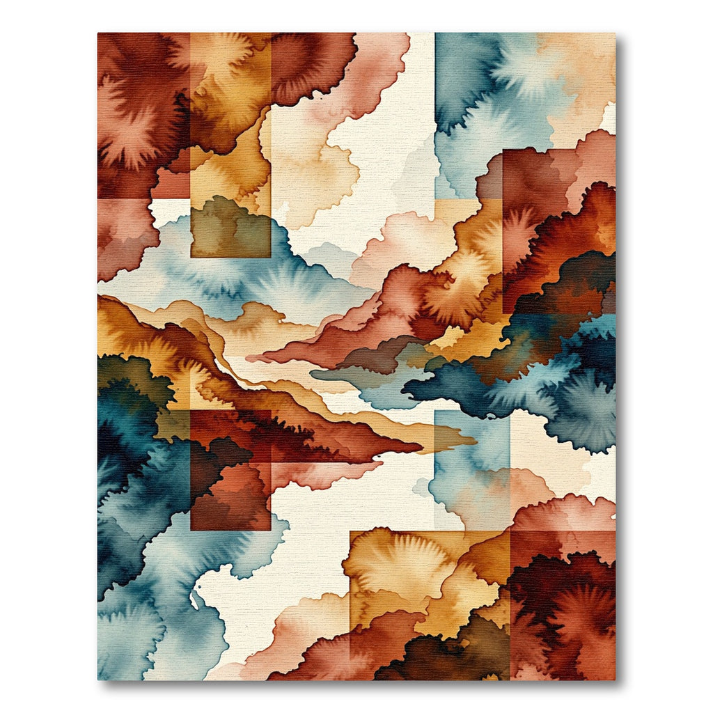 Abstract Ochre and Indigo Cloudscape Rug