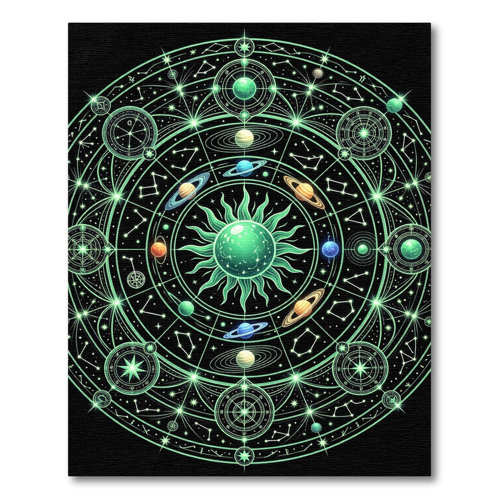 Luminous Celestial Solar System Radiant Mandala Rug