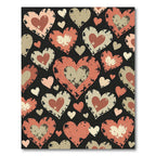 Distressed Terracotta Hearts Charcoal Background Rug