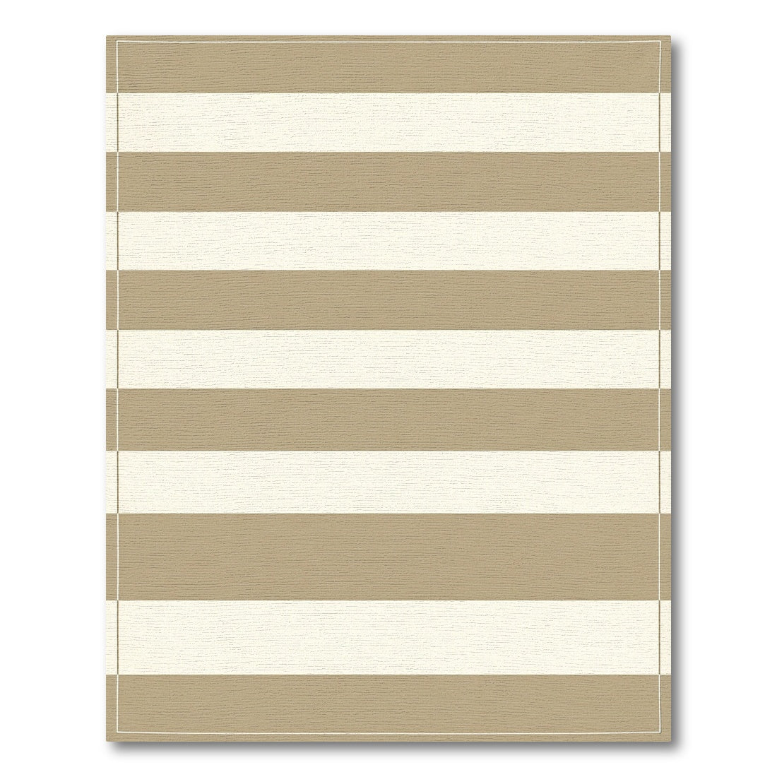 Earthy Taupe Cream Wide Stripe Rug