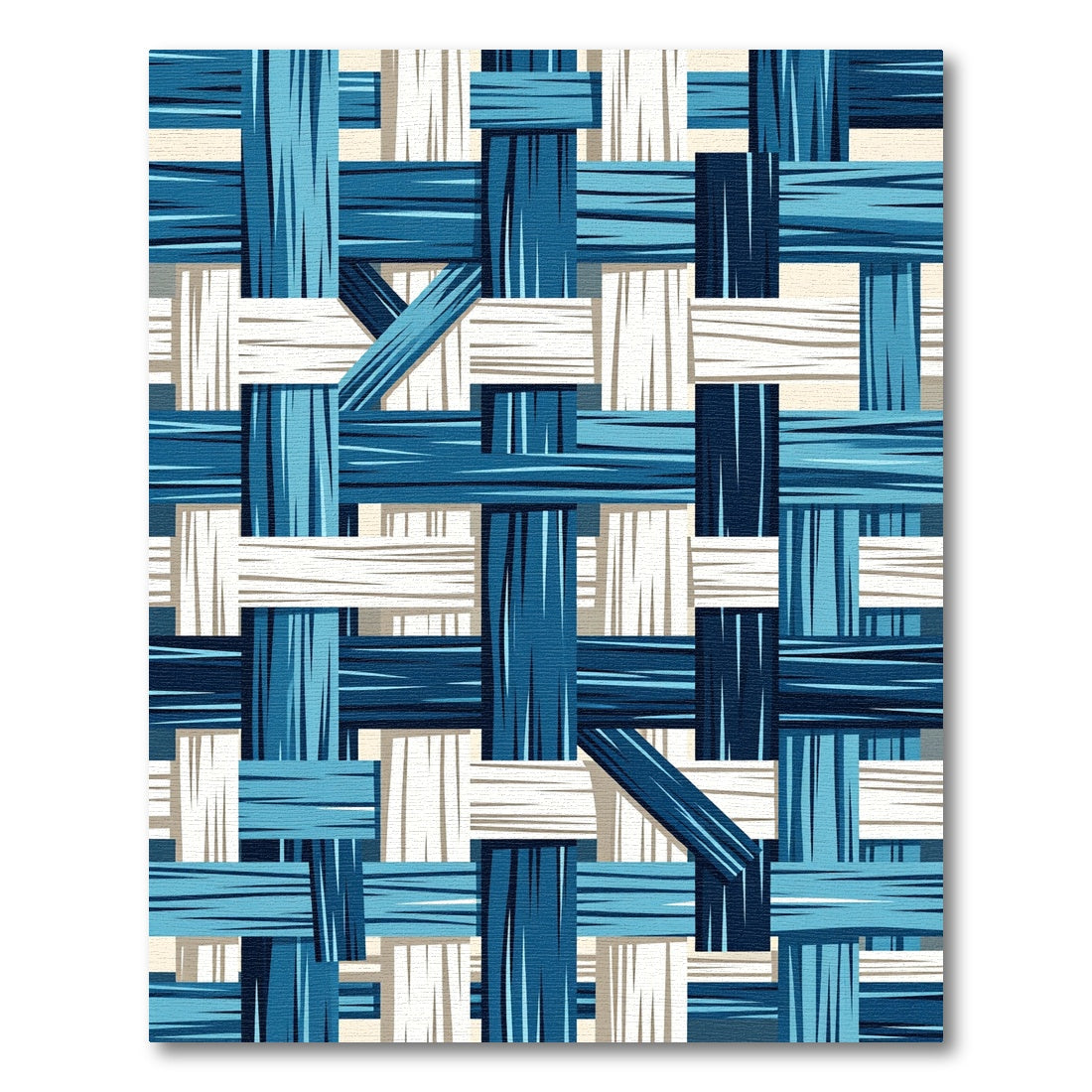 Woven Blue White Textured Stripe Rug