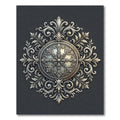 Elegant Silver Ornate Filigree Medallion Rug