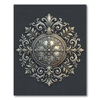Elegant Silver Ornate Filigree Medallion Rug