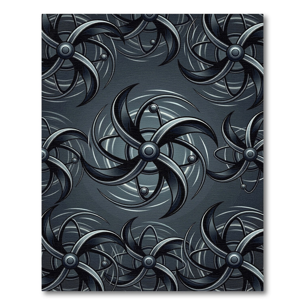 Mechanical Gray Turbine Vortex Rug