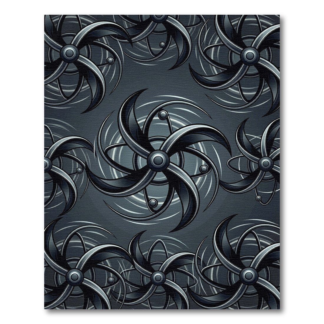 Mechanical Gray Turbine Vortex Rug