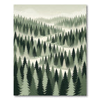Misty Forest Pine Woodland Landscape Rug