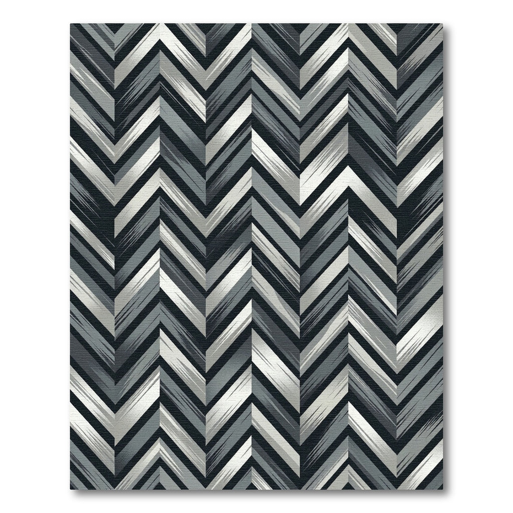 Monochrome Charcoal and Silver Chevron Rug