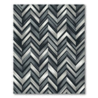 Monochrome Charcoal and Silver Chevron Rug