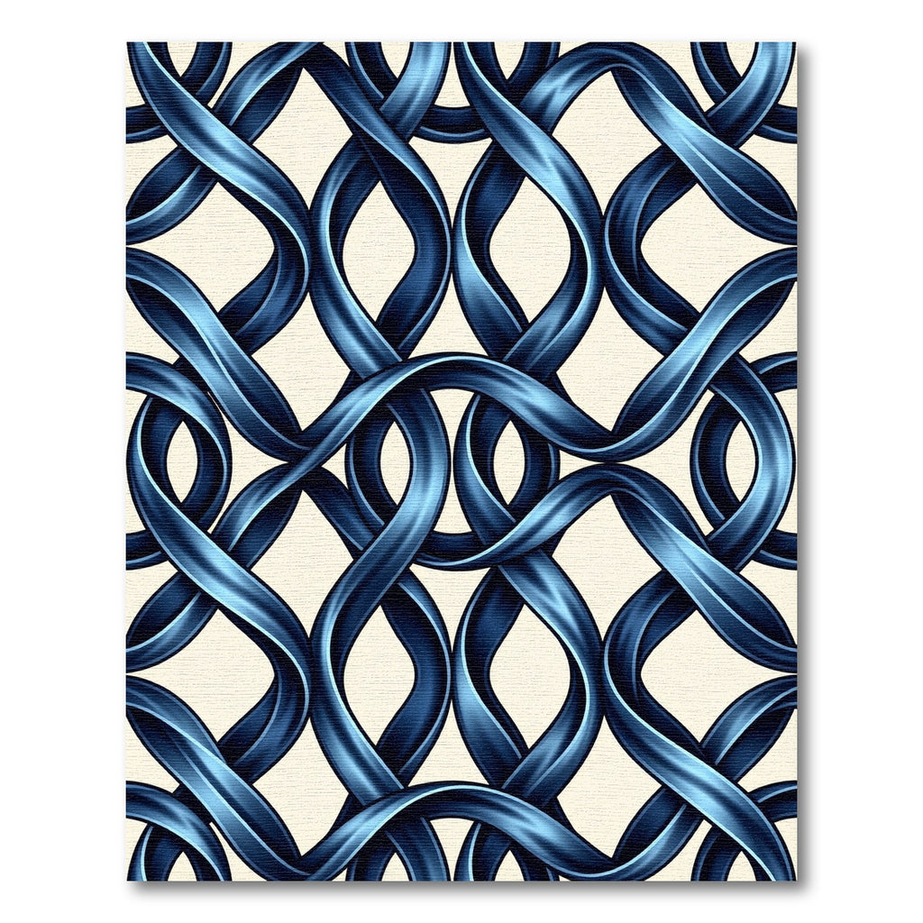 Metallic Cobalt Interlocking Ribbon Weave Rug