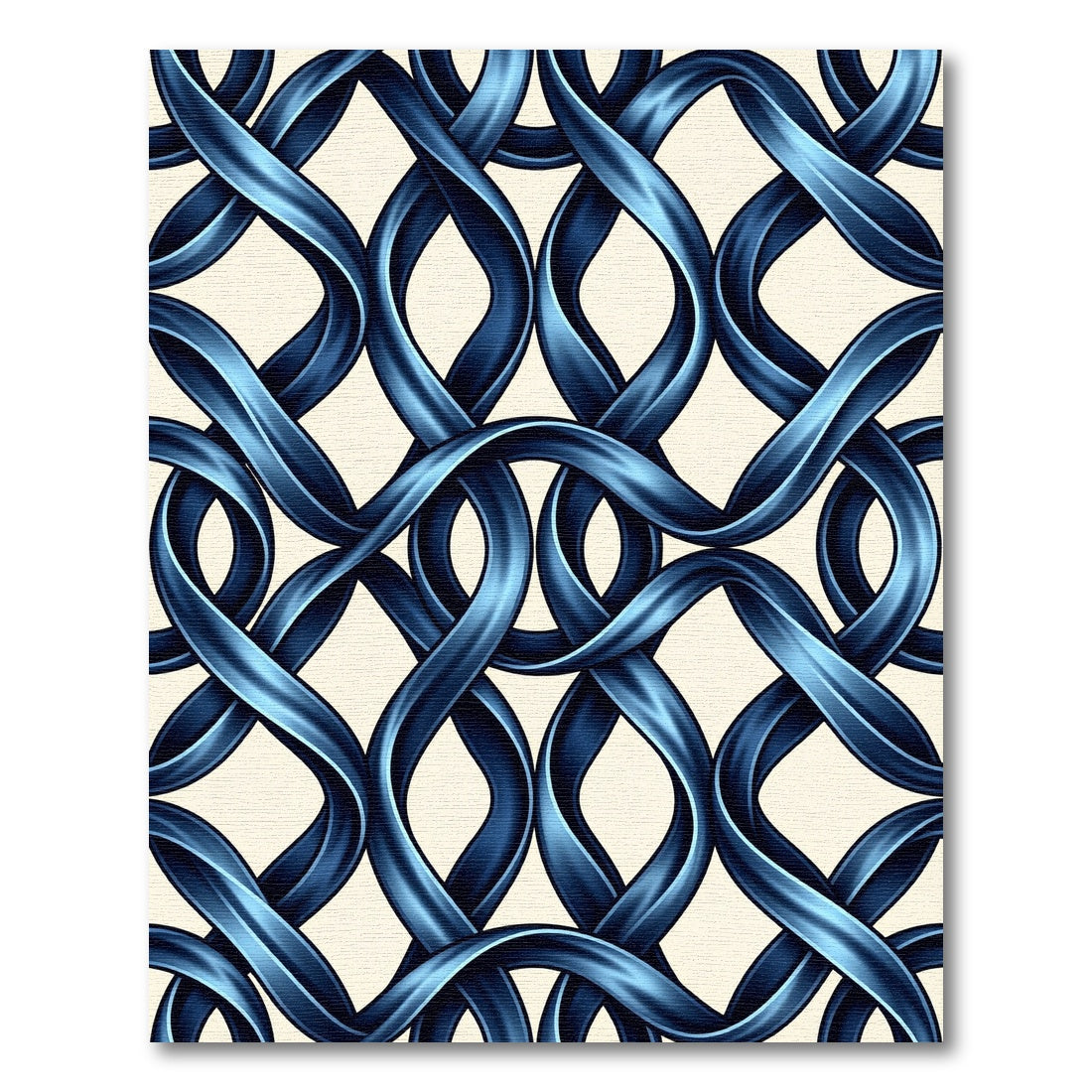 Metallic Cobalt Interlocking Ribbon Weave Rug