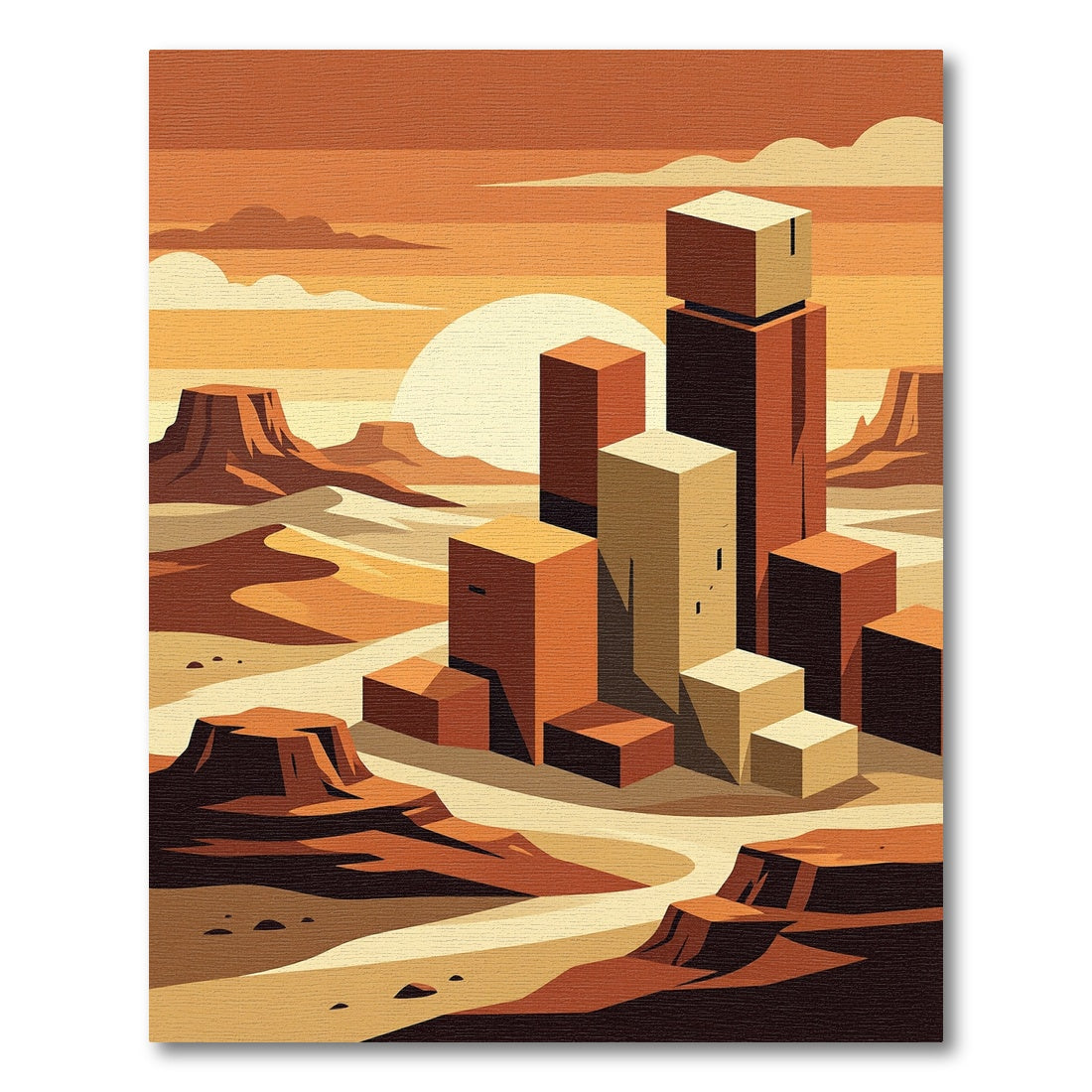 Terracotta Geometric Desert Mesa Rug