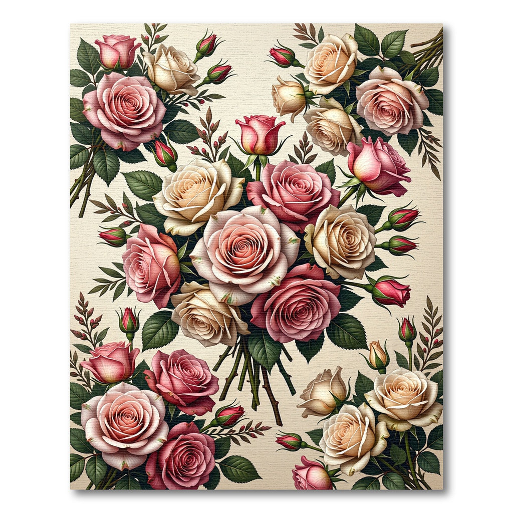 Pink Cream Rose Bouquet Arrangement Rug