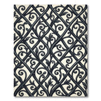 Ornate Black Vine Lattice Rug