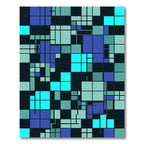 Modern Teal and Navy Grid Block Rug