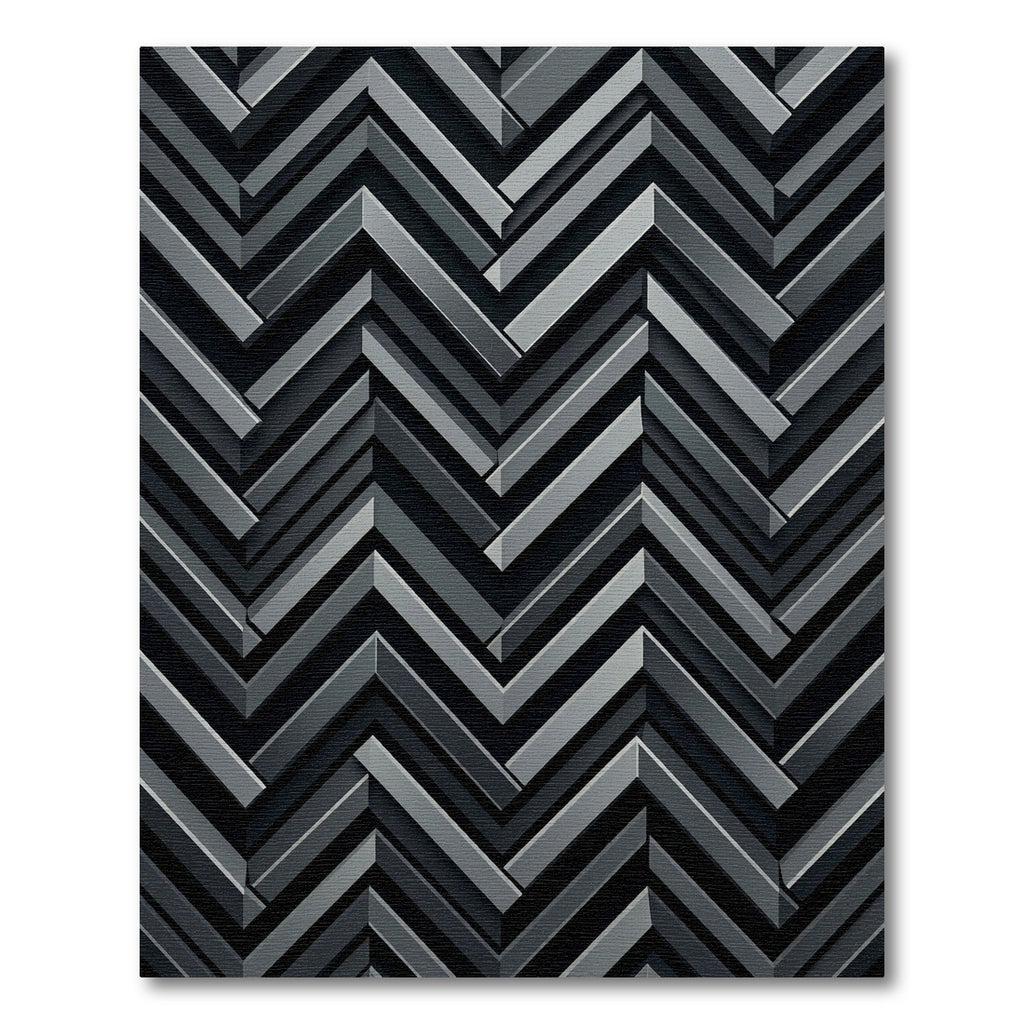 Monochrome Gray Herringbone Chevron Rug