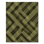 Olive Green Geometric Abstract Linear Grid Rug