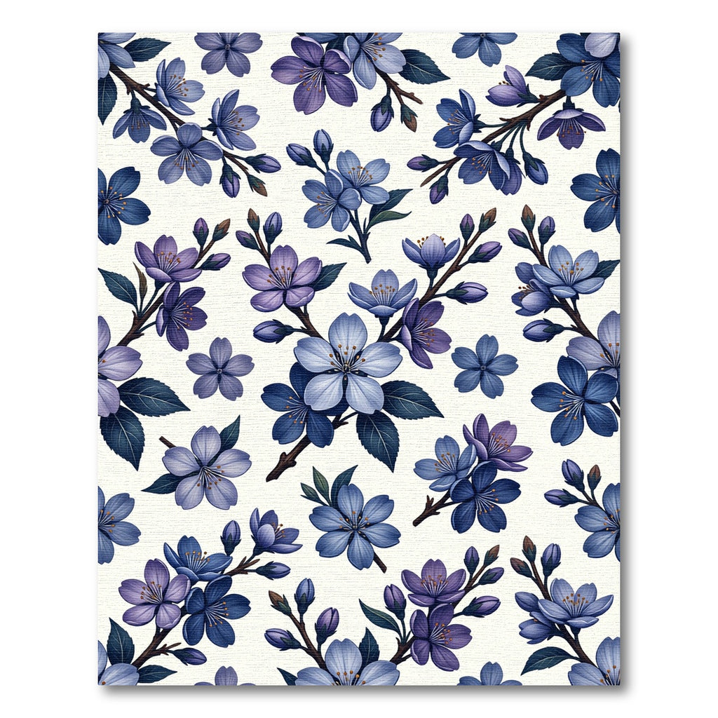 Deep Blue Purple Floral Branches Rug